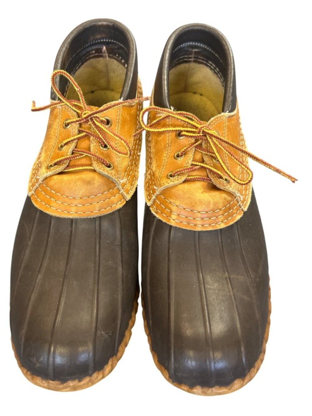VTG L.L.Bean Maine Hunting Duck Shoes Men's13M Brown Tan Leather Rubber - Picture 2 of 7